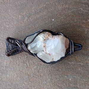 Clear Quartz Cluster pendant with copper wire